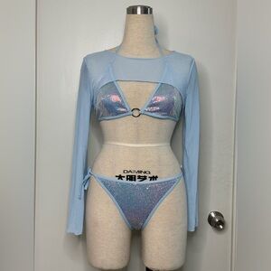 Blue sequins bikini set